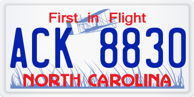 NC license plate ACK8830