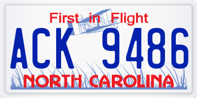 NC license plate ACK9486