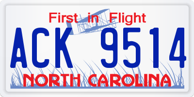 NC license plate ACK9514