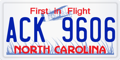 NC license plate ACK9606
