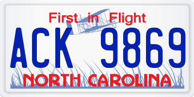NC license plate ACK9869