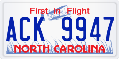 NC license plate ACK9947