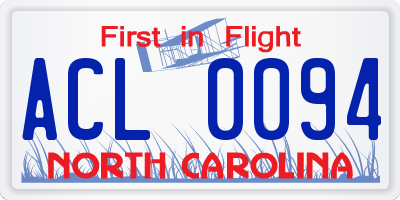 NC license plate ACL0094