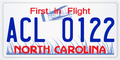 NC license plate ACL0122