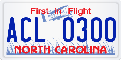 NC license plate ACL0300