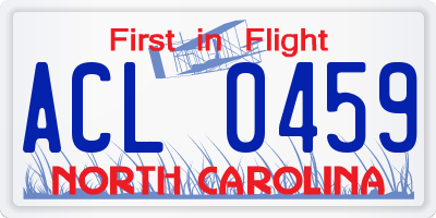 NC license plate ACL0459