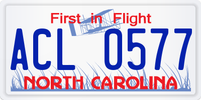 NC license plate ACL0577