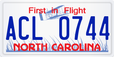 NC license plate ACL0744