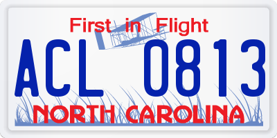 NC license plate ACL0813