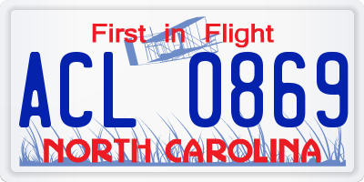 NC license plate ACL0869