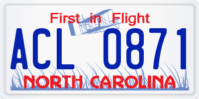 NC license plate ACL0871