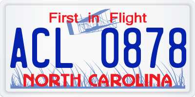 NC license plate ACL0878