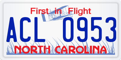 NC license plate ACL0953