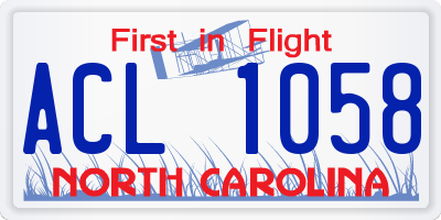 NC license plate ACL1058