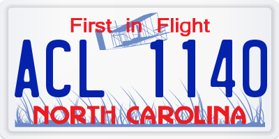 NC license plate ACL1140
