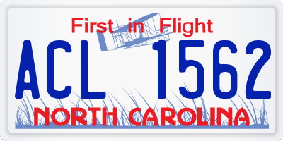 NC license plate ACL1562