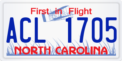 NC license plate ACL1705