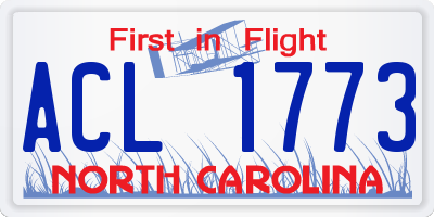 NC license plate ACL1773