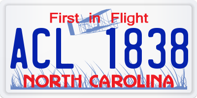 NC license plate ACL1838