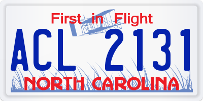 NC license plate ACL2131