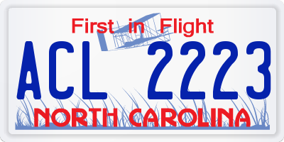 NC license plate ACL2223