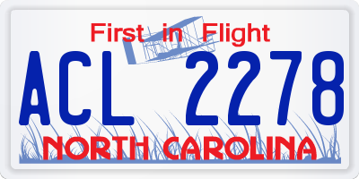 NC license plate ACL2278
