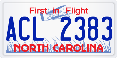 NC license plate ACL2383