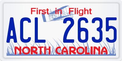 NC license plate ACL2635
