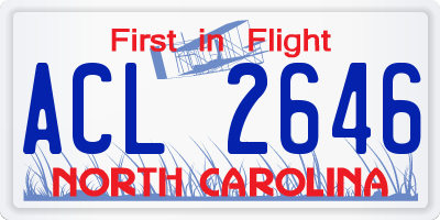 NC license plate ACL2646