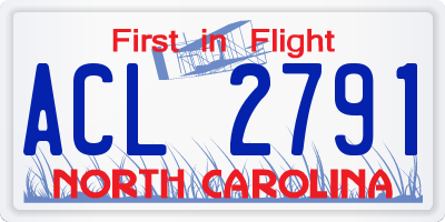 NC license plate ACL2791