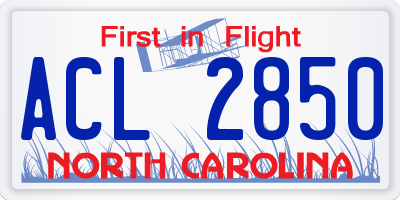 NC license plate ACL2850