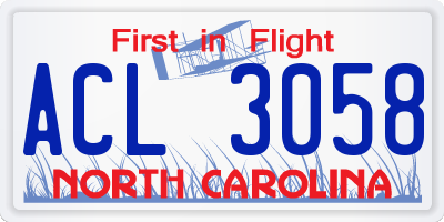 NC license plate ACL3058