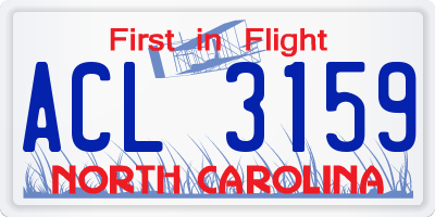 NC license plate ACL3159