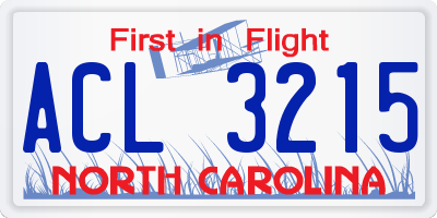 NC license plate ACL3215