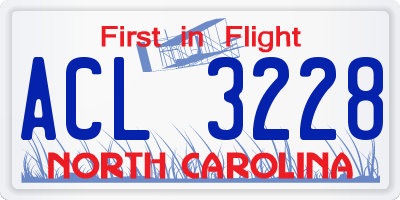 NC license plate ACL3228