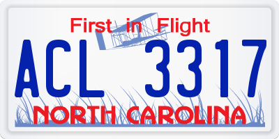 NC license plate ACL3317