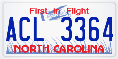 NC license plate ACL3364