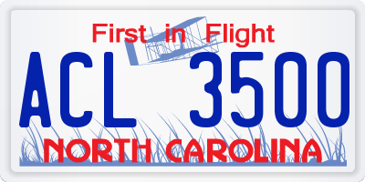 NC license plate ACL3500