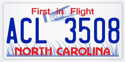NC license plate ACL3508