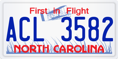 NC license plate ACL3582