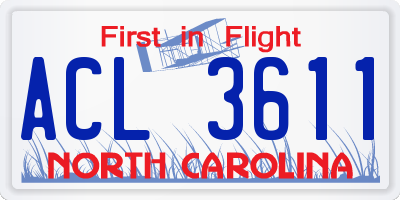 NC license plate ACL3611