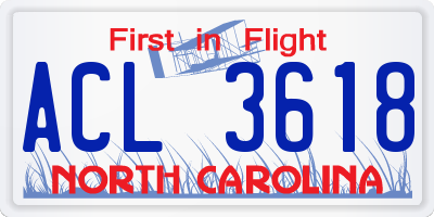 NC license plate ACL3618