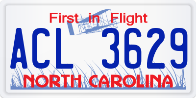NC license plate ACL3629