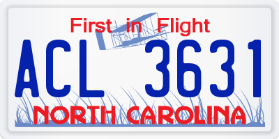 NC license plate ACL3631