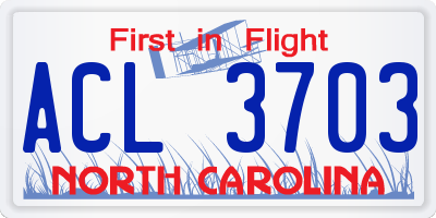 NC license plate ACL3703