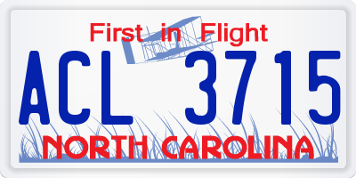 NC license plate ACL3715