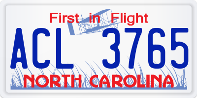 NC license plate ACL3765