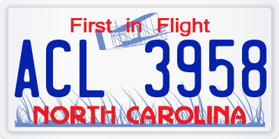 NC license plate ACL3958