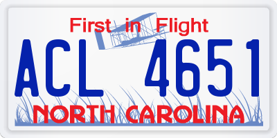 NC license plate ACL4651