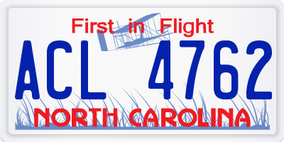 NC license plate ACL4762